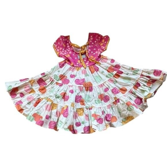 Eleanor Rose Britney Dress Girls Size 3 - 4 Pumpkin Acorn Short Sleeve - Picture 4 of 11